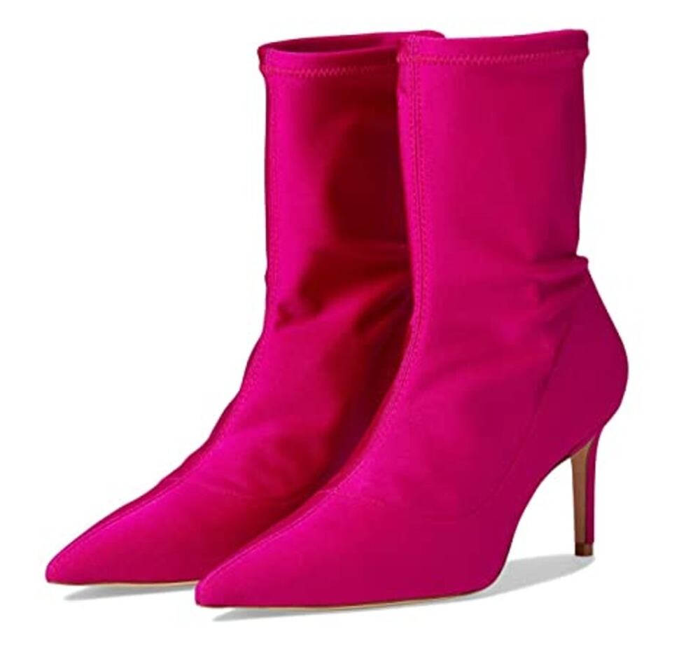 Stuart Weitzman Womens Stuart 75 Stretch Bootie Size 7.5 Pink Magenta Suede EUC